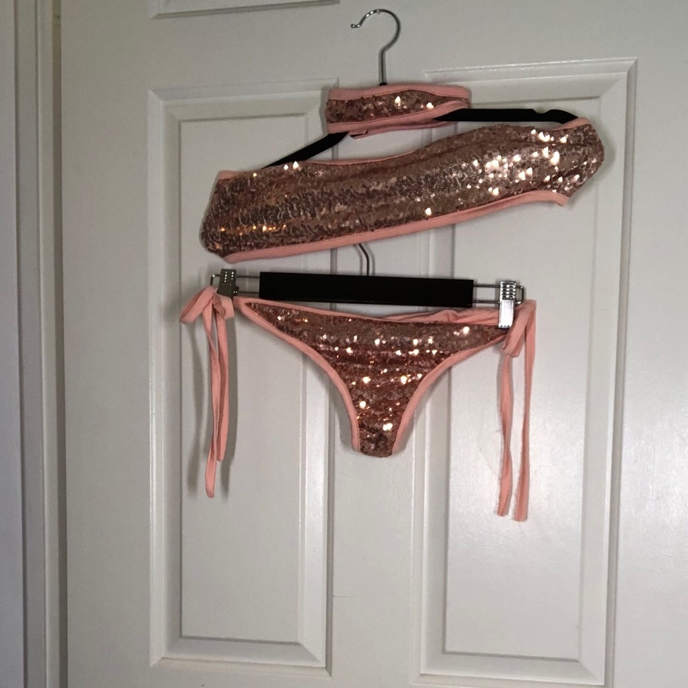 Three piece sequin bikini